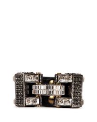 Lanvin | Metallic 'dahomar' Crystal Leather Hinge Bracelet | Lyst