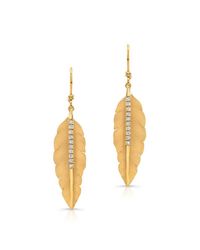 Anne Sisteron - Metallic 14kt Yellow Gold Plume Drop Diamond Earrings - Lyst
