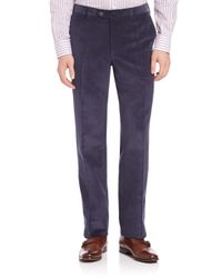 Isaia | Blue Flat-front Corduroy Pants for Men | Lyst
