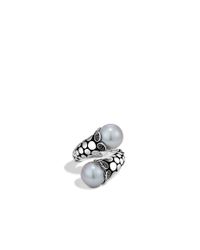 John Hardy | Gray Bypass Ring With Pearl And Black Sapphire | Lyst