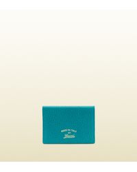 Gucci Swing Leather Train Pass in Teal 