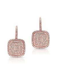 Anne Sisteron - Pink 14kt Rose Gold Diamond Cushion Earrings - Lyst