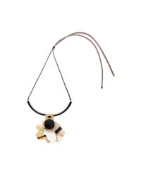 Marni | Brown Leather And Horn Long Necklace | Lyst