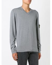 Stone Island Cashmere V-Neck Sweater in Grey (Gray) for Men - Lyst