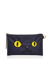 Longchamp | Blue Le Pliage Miaou Flat Cosmetic Case | Lyst