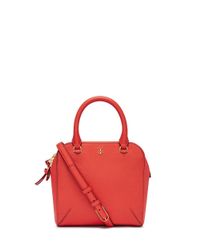 Tory Burch 797 Medium Leather Satchel Bag in Red - Lyst