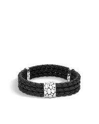John Hardy | Black Kali Woven Leather Triple Row Bracelet | Lyst