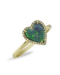 Anne Sisteron - Green 14kt Yellow Gold Opal Diamond Heart Ring - Lyst