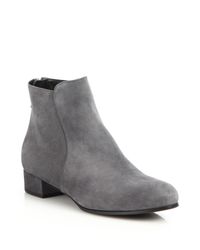 Prada | Gray Suede Flat Ankle Boots | Lyst