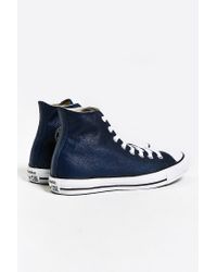 blue leather converse