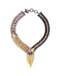 Iosselliani | Metallic Decò Cheetah Crystal Fringe Necklace | Lyst