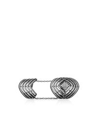 Fallon | Metallic Labyrinth Black Crystal-Pavã© Double Ring | Lyst