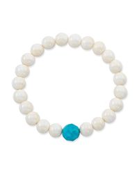 Anne Sisteron | White Buffalo Bone Stretch Bracelet With Reconstructed Turquoise | Lyst