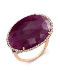 Anne Sisteron | Pink 14kt Rose Gold Oval Ruby Diamond Cocktail Ring | Lyst