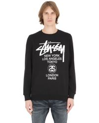 Stussy | Black World Tour Cotton Blend Sweatshirt | Lyst