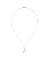 Khai Khai | Metallic 'wishbone' Diamond Pendant Necklace | Lyst