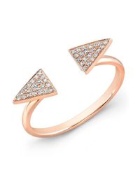 Anne Sisteron - Pink 14kt Rose Gold Diamond Double Triangle Ring - Lyst