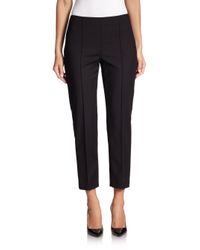 St. John | Black Cropped Stretch-cotton Pants | Lyst