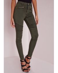 khaki high waisted skinny jeans