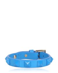 Valentino | Blue Small Rockstud Leather Bracelet for Men | Lyst