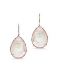 Anne Sisteron - Pink 14kt Rose Gold Mother Of Pearl Diamond Pear Earrings - Lyst