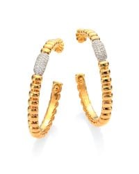 John Hardy | Metallic Bedeg Diamond & 18k Yellow Gold Hoop Earrings/1.75 | Lyst
