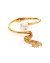 Ca&Lou | Metallic Inex Faux Pearl & Tassel Cuff Bracelet | Lyst