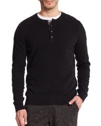 Vince | Black Cashmere Henley for Men | Lyst