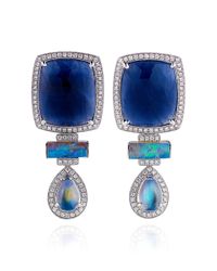 Dana Rebecca | Blue Sapphire and Diamond Earrings in White Gold | Lyst