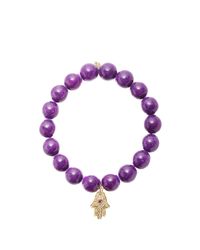 Sydney Evan | Purple Diamond and Ruby Hamsa Charm Beaded Bracelet | Lyst