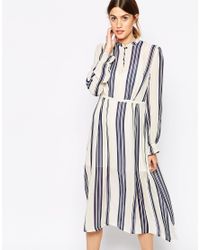 Baum und Pferdgarten Blue Agata 70's Peasant Dress In Stripe