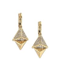 ABS By Allen Schwartz | Metallic Double Pyramid Drop Earrings | Lyst