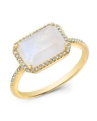 Anne Sisteron - White 14kt Yellow Gold Moonstone Diamond Chic Ring - Lyst