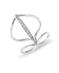 Anne Sisteron - 14kt White Gold Petal Diamond H Ring - Lyst