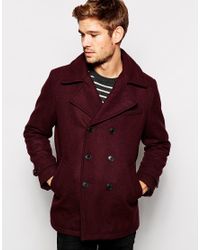 red wool pea coat