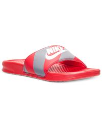 red and white nike sandals