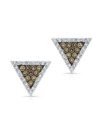 Anne Sisteron - Metallic 14kt White Gold Triangle Studs With Champagne Diamonds - Lyst