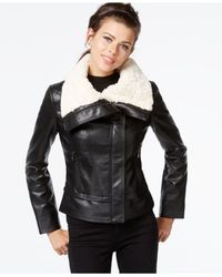 guess leather fur jacket