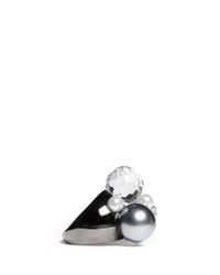 Kenneth Jay Lane | Metallic Pearl Crystal Cluster Ring | Lyst