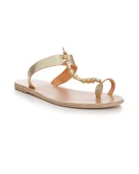Vince Camuto Leather Dailette Studded Toe Loop Sandals in Black - Lyst