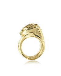 Roberto Cavalli - Metallic Panther Golden Metal Ring Wcrystals - Lyst