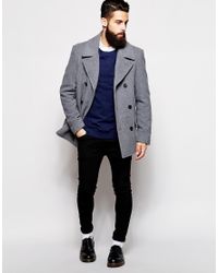 light grey pea coat mens