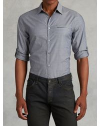John Varvatos | Blue Slim Fit Rolled Sleeve Shirt for Men | Lyst