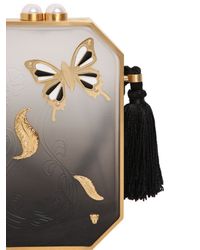 Thale Blanc Black Flutter Butterfly Perspex Clutch