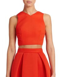 Nicholas | Orange Mesh Open-back Cropped Top | Lyst