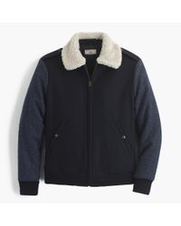 wool sherpa contrast bomber wallace barnes collar jacket crew