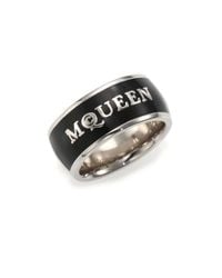 Alexander McQueen | Black Signature Enamel Band Ring/silvertone | Lyst
