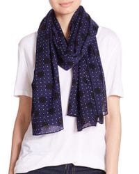 Rag & Bone | Blue Beatrice Dotted Wool Scarf | Lyst