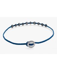 Tateossian | Diamond Knot Bracelet In Blue Macramé With 10 Black Diamonds & Silver Button for Men | Lyst