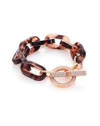 Michael Kors | Pink Jeweled Blush Tortoise-print Pavé Toggle Bracelet | Lyst